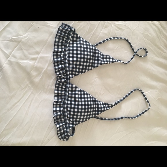 Gingham Two Piece Ruffle Bikini Navy - Picture 6 of 8